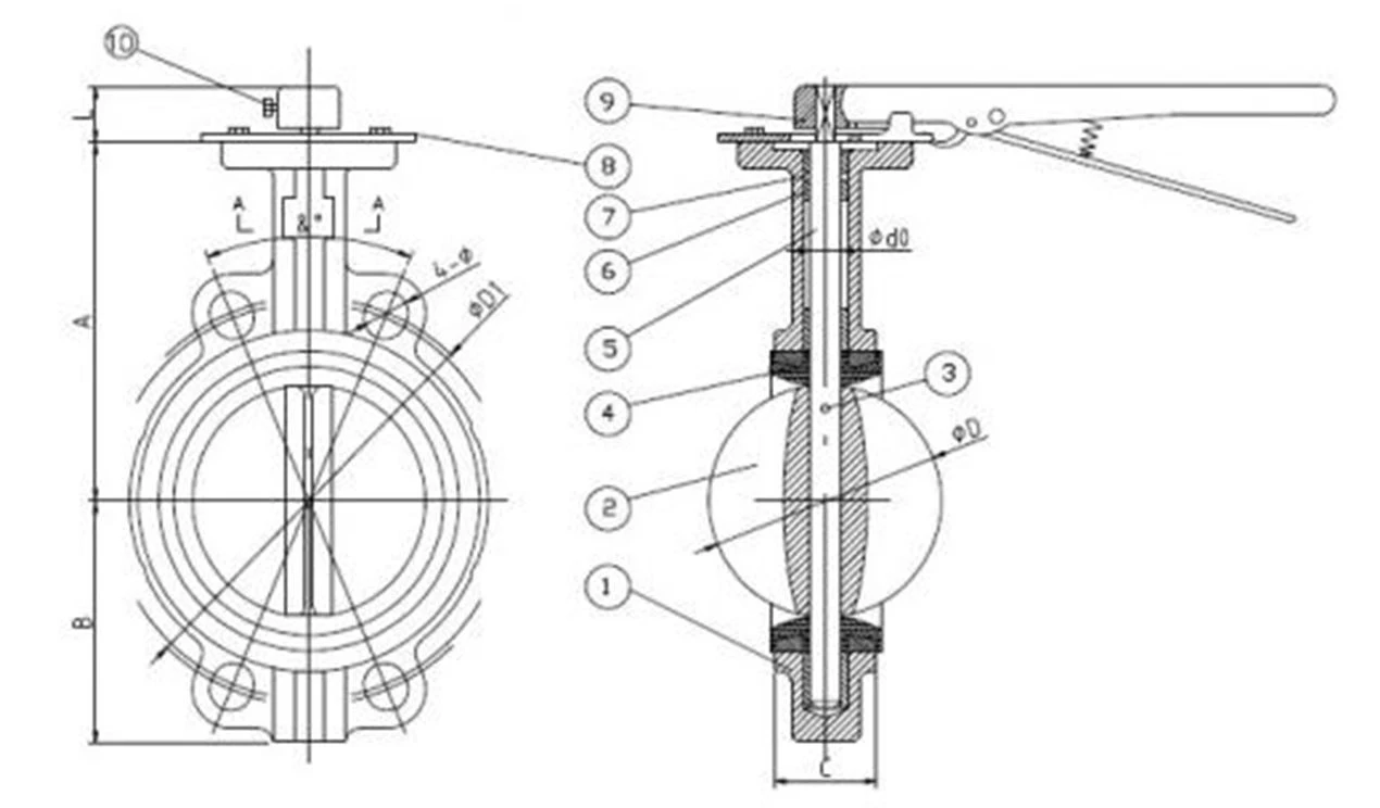 marine wafer butterfly valve F7480 marine wafer butterfly valve F7480